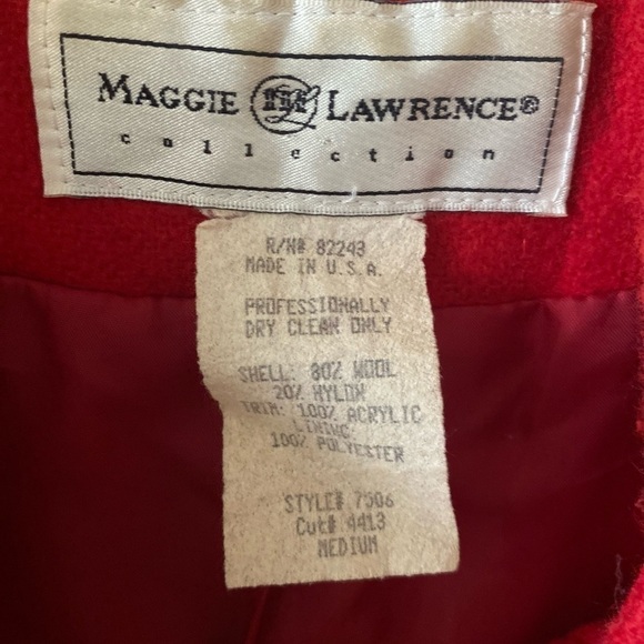 Maggie T Womens Coat Size M Red Wool Boucle Swing High Neck Long Sleeve - Picture 7 of 8